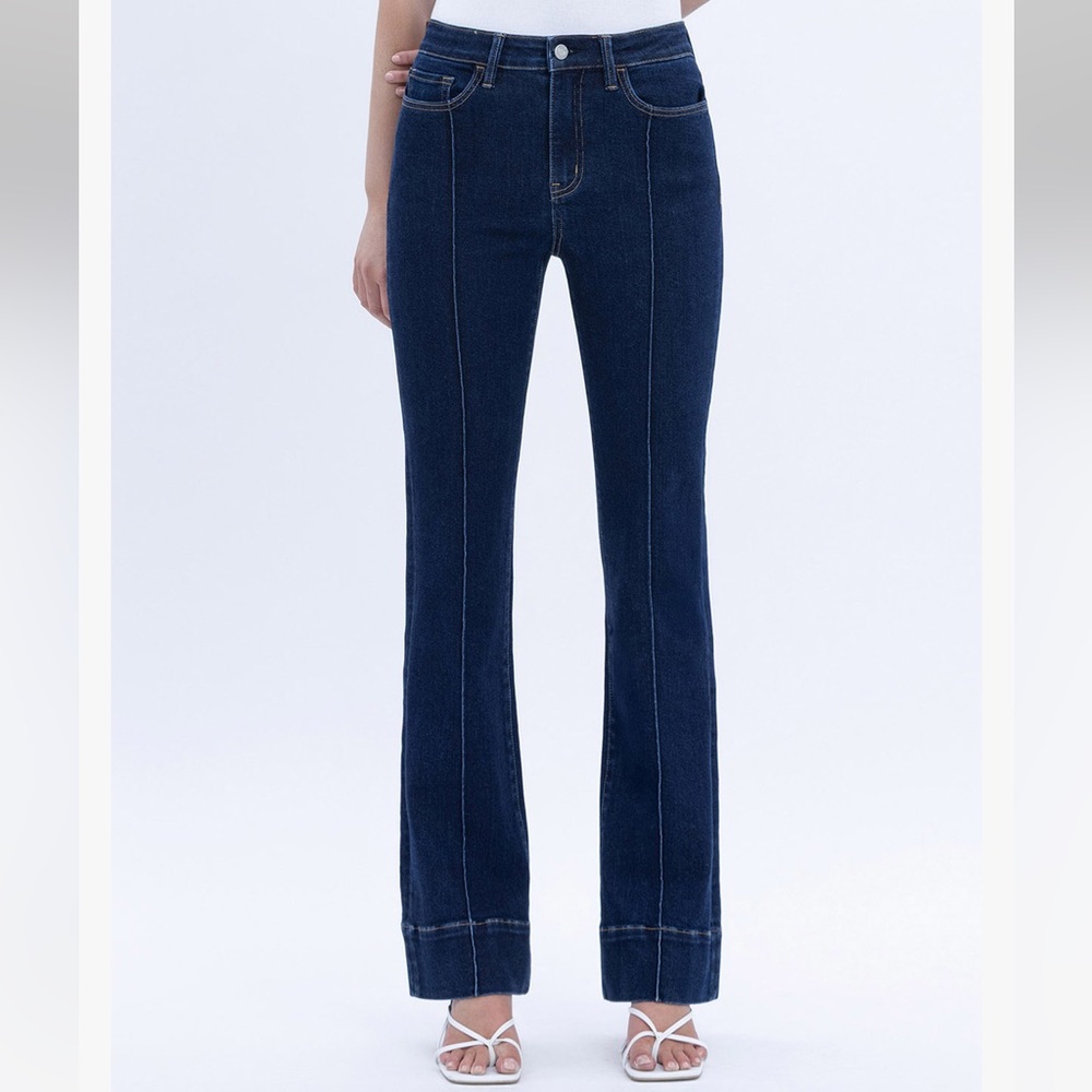 Vervet High Rise Pin Tuck Seam Trouser Bootcut Jeans